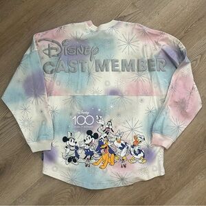 Disney Pastel Tie-Dye 'Cast Member' Crewneck Sweater with Classic Characters